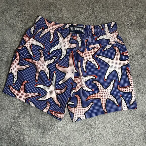 Vilebrequin Swim Trunks Mens XL Swim Shorts Blue Starfish Polka Dot Liner - Picture 7 of 9